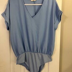 Entro Light Blue V-Neck Bodysuit